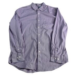 Saddlebred Traveler Classic Fit Mens Medium Purple Gingham Button Down Shirt